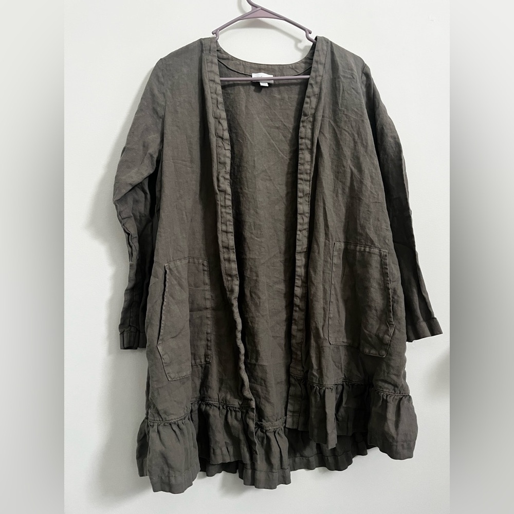 J. Jill Olive Green Open Front Jacket